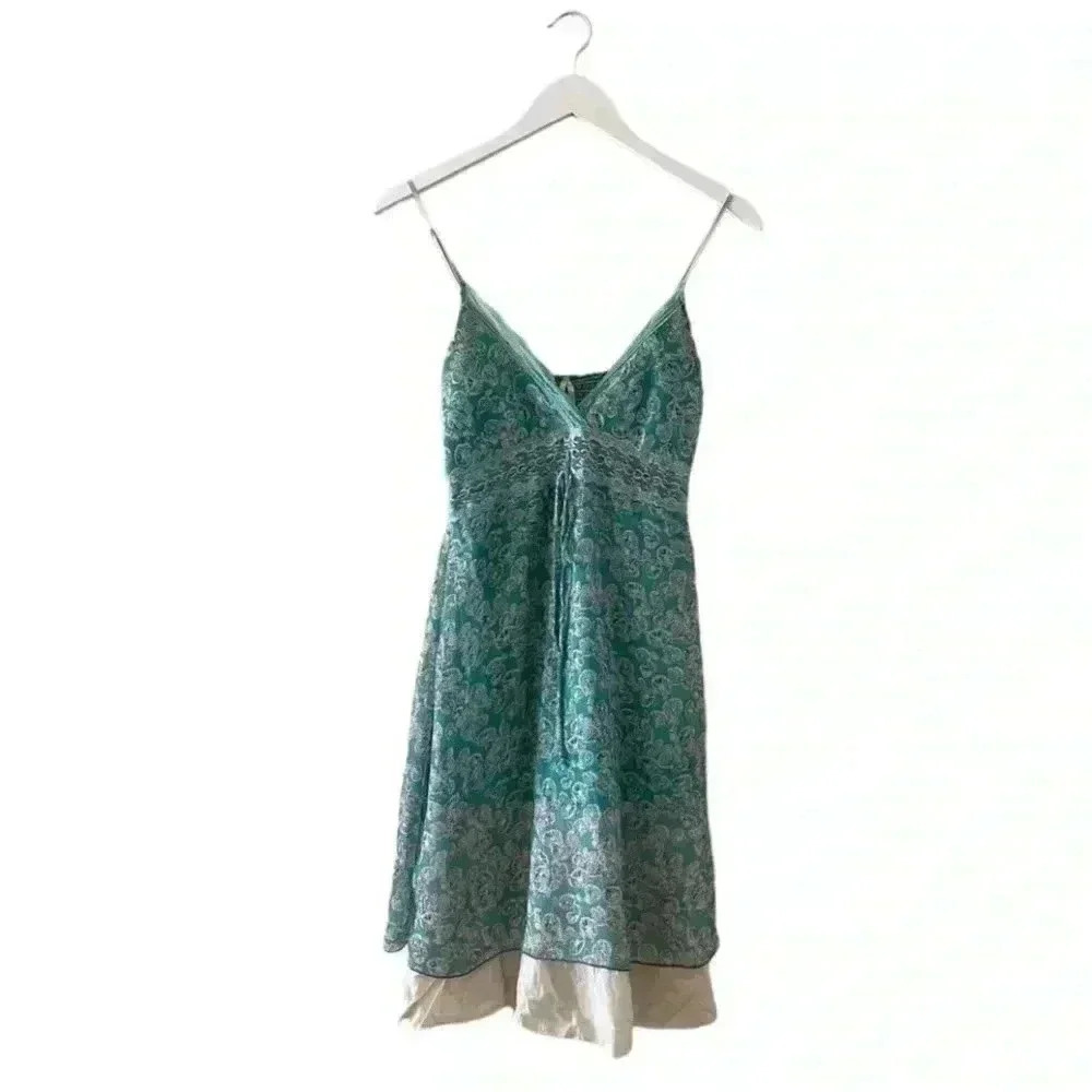 Estam V- Neck Floral Bohemian Gypsy Festival Tribal Women Dress SZ S  #1000